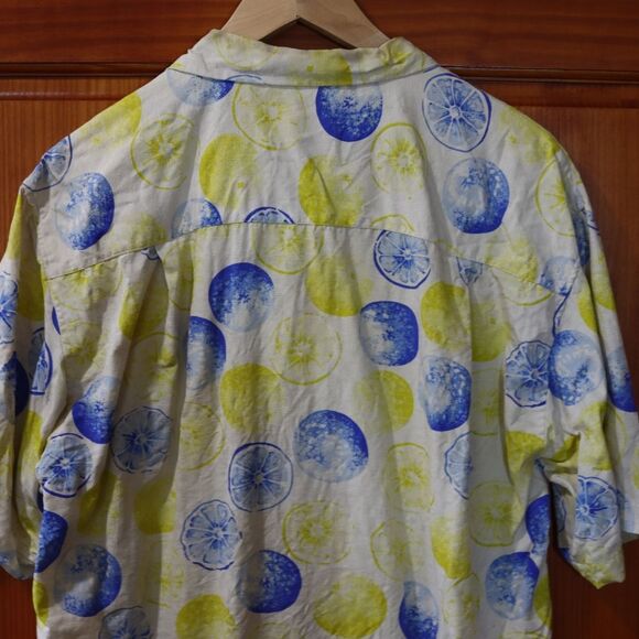 Tulliano Casual Blue and Yellow Button Down Shirt with Playful Print Medium - Picture 8 of 10